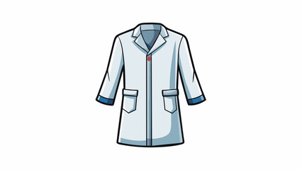 Aufkleber - A short white lab coat with a zipper closure and threequarter length sleeves. It has a slim fit design and is made of breathable fabric to keep the. Cartoon Vector.