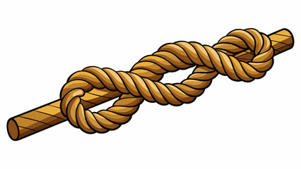Poster - A short and thick rope made of twisted vines with a rough and fibrous texture. Its organic material and rustic appearance give it a natural and. Cartoon Vector.