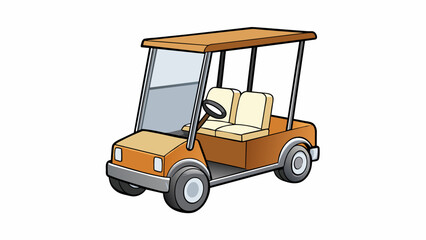 Sticker - A simple down version of a golf cart with just two wheels a metal frame and a bench seat. It doesnt have a motor requiring the occupant to push it. Cartoon Vector.