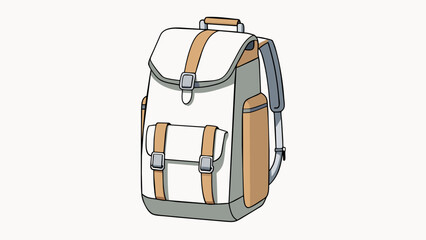 Poster - A sleek and minimalist backpack in neutral colors with a rolltop closure and reflective details for visibility at night. Its durable material and. Cartoon Vector.