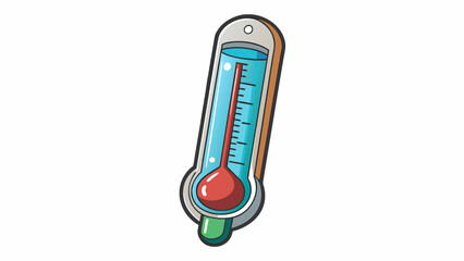 Poster - A simple wallmounted hygrometer that resembles a small thermometer with a glass tube filled with a colored liquid and a scale marked in percentage. As. Cartoon Vector.