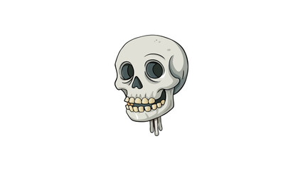 Aufkleber - A skull can also be a reminder of the fragility of life with its delicate and thin bones. The jawbone hangs loosely giving the impression of a. Cartoon Vector.