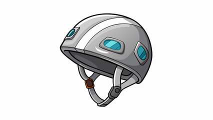 Poster - A sleek matte gray climbing helmet is equipped with a detachable visor perfect for shielding the face from harsh sun rays or snow. The helmet also. Cartoon Vector.