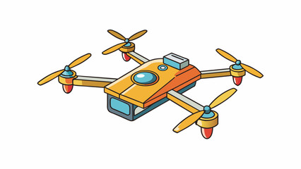 Fototapete - A small drone equipped with a GPS module that can be programmed to fly specific routes and return to a designated home base.  on white background . Cartoon Vector.