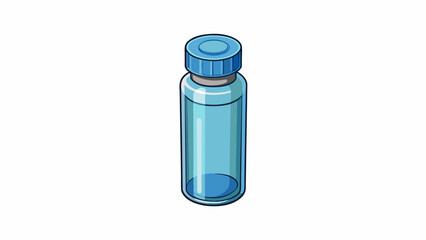 Sticker - A small cylindrical vial made of glass or plastic with a tightly fitting cap used for holding and transporting samples of liquids or powders.  on. Cartoon Vector.