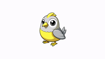 Poster - A small domesticated bird with a plump body short wings and a small curved beak. Its feathers are a mix of soft greys whites and yellows giving it a e. Cartoon Vector.