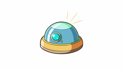 Aufkleber - A small handheld device with a rounded dome on top emitting a soft glow. Just push the button and watch as the object or person disappears in a flash. Cartoon Vector.