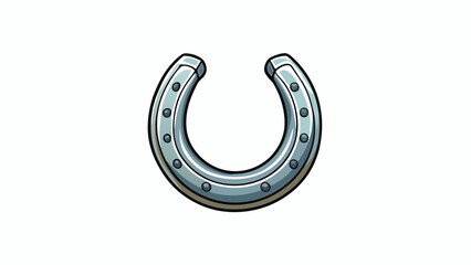 Poster - A small iron horseshoe smooth and shiny with a distinct horseshoe shape. It is believed to bring good luck and is often used in decorative crafts. . Cartoon Vector.