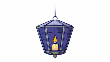 Poster - A small paper lantern floated gently across the dark night sky powered by a small candle inside. Its delicate construction consisted of a wire frame. Cartoon Vector.