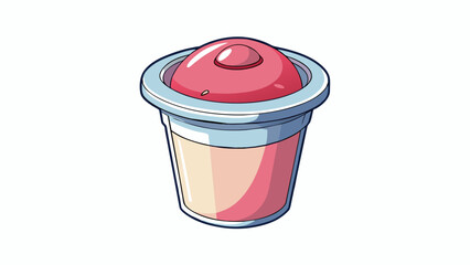 Aufkleber - A small individually packaged cup containing a thick and fruity substance with a peeloff lid for easy consumption.  on white background . Cartoon Vector.
