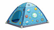 A spaceshipthemed play tent with a silver metallic cover and glowinthedark stars and planets. The tent is supported by sy plastic poles and has a. Cartoon Vector.