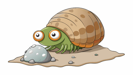 Poster - A softbodied mollusk with bulbous eyes and a beaklike mouth pressing its suction cups onto a smooth rock as it hunts for prey along the ocean floor.. Cartoon Vector.