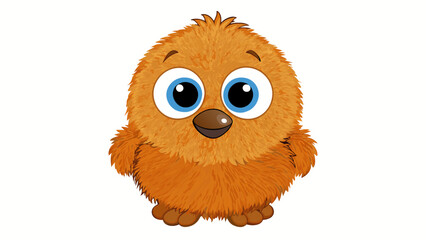 Fototapete - A soft furry plush toy in the shape of a small brown bird. It has big round eyes and a friendly smile making it a popular souvenir for tourists. . Cartoon Vector.