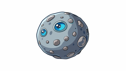 Poster - A solitary dwarf planet with a rocky core and a hazy bluegray atmosphere constantly bombarded by cosmic particles.  on white background . Cartoon Vector.