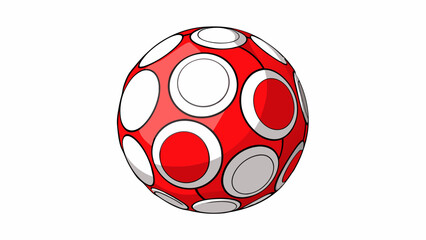 Aufkleber - A spheroidshaped ball with a vibrant red and white color scheme featuring a dimpled surface that provides a firm grip and a sy rubber lining to. Cartoon Vector.
