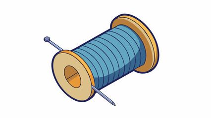 Fototapete - A spool of heavyduty nylon thread and sewing needles for repairing rips or reinforcing weak seams on the tent. The thread is waterproof and can be. Cartoon Vector.
