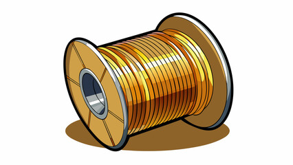 Aufkleber - A spool of wiry metallic thread that glints in the sunlight used for hooking and hauling in fish from the depths of the sea. Its incredibly durable. Cartoon Vector.