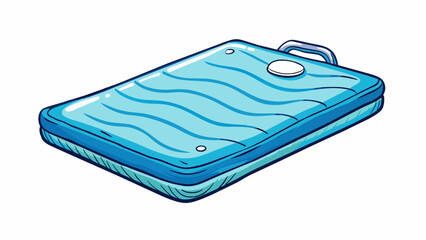 Poster - A squareshaped board with a handle on one end used for pushing oneself along the surface of a body of water while standing. It is made of durable foam. Cartoon Vector.