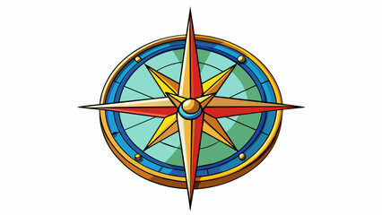 Aufkleber - A symbol representing the cardinal directions north south east and west often depicted as a stylized drawing of a compass rose.  on white. Cartoon Vector.
