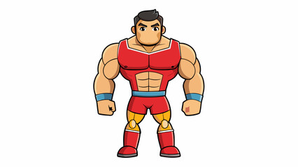 Fototapete - A tall muscular action figure based on a famous athlete with realistic detailing and movable parts for different sports poses.  on white background. Cartoon Vector.