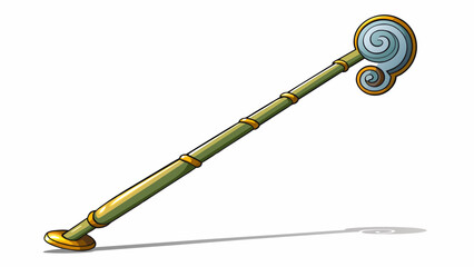 Poster - A tall metal rod adorned with a curly design its sharp end casting a long shadow over a nearby patch of grass.  on white background . Cartoon Vector.