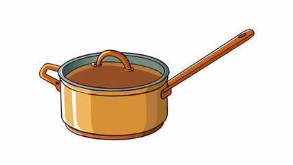 Poster - A tall cylindrical pot with a rounded bottom and a flat wide bottom. The pot is made of seasoned cast iron and has a long handle on one side and a. Cartoon Vector.
