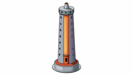 Poster - A tall narrow metal structure with a flat base and a cylindrical top. The base contains several small holes for gas to escape and a larger hole where. Cartoon Vector.