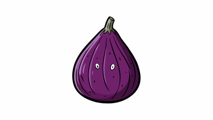 Aufkleber - A teardropshaped dark purple vegetable with a smooth and shiny skin. It has a soft velvety texture when cooked and is often mashed into dips or used. Cartoon Vector.