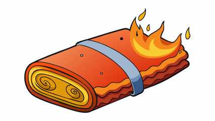 Poster - A tearresistant windproof and fireretardant blanket that is specifically designed for use during emergencies such as earthquakes hurricanes and other. Cartoon Vector.