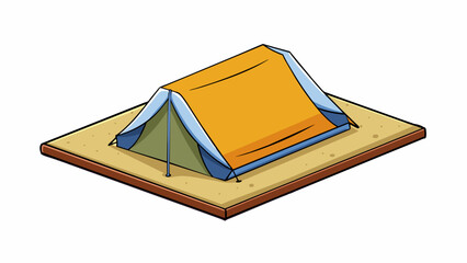 Poster - A tent footprint is a rectangularshaped piece of lightweight fabric that sits underneath a tent and protects the ground from wear and tear. It is. Cartoon Vector.