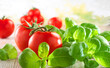 Basilikum, Tomaten,  isoliert, Gemüse, Kräuter, 