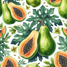 Tropical Fruits Seamless Pattern.
