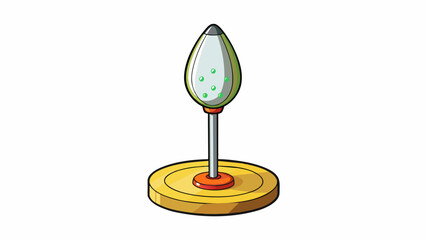 Poster - A thin teardropshaped piece of metal with a small platform on top for holding a golf ball. The platform can be adjusted to change the height of the. Cartoon Vector.
