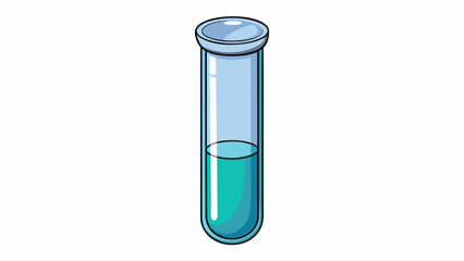 Aufkleber - A thin transparent tube with a narrow neck and a wide flat base commonly used in school science classes for conducting experiments and reactions. . Cartoon Vector.