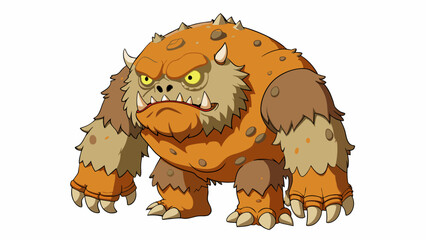Poster - A towering beast loomed in front of me its body covered in dirt and grime. Its eyes were sunken and filled with a primal rage while its massive feet. Cartoon Vector.