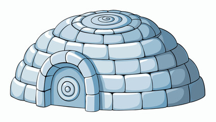 Canvas Print - A traditional Inuit dwelling constructed from blocks of hardpacked snow. It has a circular or rounded shape and the blocks are stacked in a spiral. Cartoon Vector.