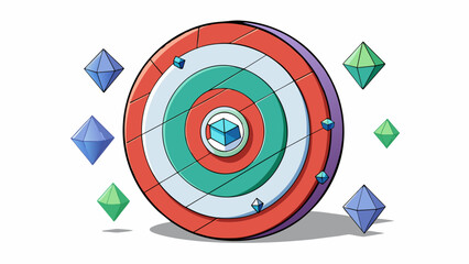 Poster - A traditional round target with a white center and black outer rings. Instead of concentric circles the outer rings have different shapes such as. Cartoon Vector.
