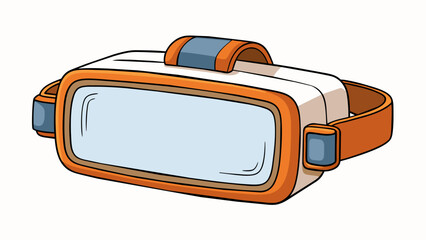 Aufkleber - A virtual reality headset that has a minimalistic design. It consists of two white rectangular screens that are connected by a thin metal band. The. Cartoon Vector.