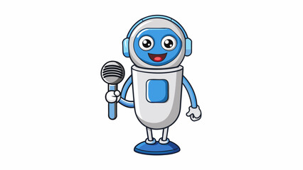 Fototapete - A virtual assistant with a microphone symbol ready to listen and respond to voice commands. It can access information perform tasks and control. Cartoon Vector.