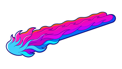 Poster - A vivid streak of bright pink purple and blue streaking across the horizon resembling a fiery brushstroke on a canvas.  on white background . Cartoon Vector.