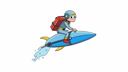 Aufkleber - A waterpowered jetpack that ss onto a persons feet and propels them through the water like a dolphin. It has fins and a small tank of water attached. Cartoon Vector.