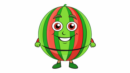 Poster - A watermelon with bold colorful stripes running down its sides unlike any other watermelon seen before. This genetically engineered fruit has been. Cartoon Vector.