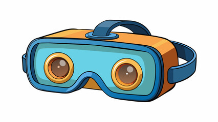 Fototapete - A virtual reality headset that looks like a pair of binoculars. It has a long rectangular frame with two lenses that can be adjusted to fit the. Cartoon Vector.