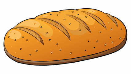 Poster - A warm loaf of bread freshly baked and aromatic with a soft chewy interior and a crusty exterior. The bread is speckled with small dark grains that. Cartoon Vector.
