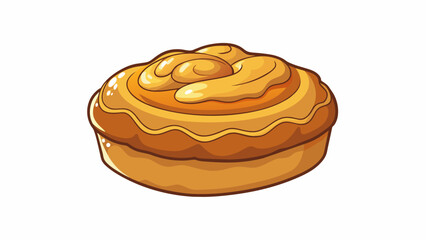 Poster - A warm freshlybaked pastry with a crispy exterior and a soft meltinyourmouth center reminiscent of a buttery cloud.  on white background . Cartoon Vector.
