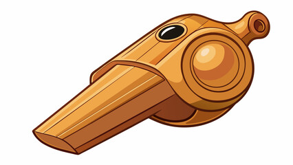 Fototapete - A wooden whistle carved in the shape of a bird with intricate details and a smooth polished surface. When blown it produces a gentle chirping sound. Cartoon Vector.
