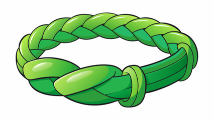 Poster - A wristband made of a thick braided cord in a vibrant green hue. It is adjustable in size and contains several inner strands that can be unraveled for. Cartoon Vector.