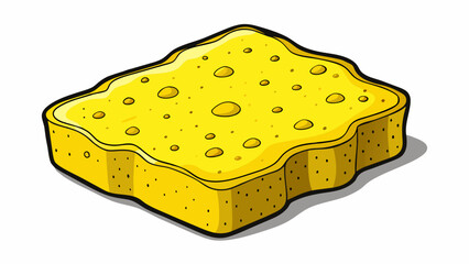 Poster - A yellow kitchen sponge with a citrusy scent used for scrubbing and cleaning surfaces. It has a rough texture and a slightly abrasive quality perfect. Cartoon Vector.