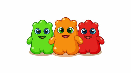 Poster - Adorable gummy creatures with a smooth shiny exterior and a slightly sticky surface irresistible to both kids and adults.  on white background . Cartoon Vector.