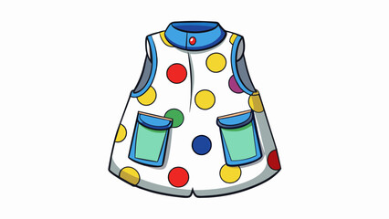 Poster - Adorned with bright primary colored polka dots this smock is made of a silky smooth material that easily wipes clean. It has a snapbutton closure in. Cartoon Vector.
